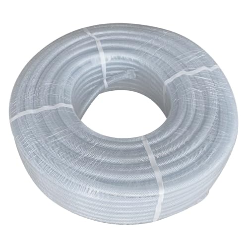Gloxco Clear Braided PVC Tubing, Food Grade, Heavy Duty Reinforced Hose, 3/4" ID, 300 Ft Length - size: 3/4" x 300 Ft