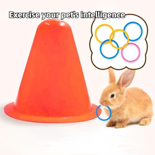 Rabbit Training Rings Toy Interactive Educational Stacking Rings 5 Random Colors Puzzle Toys for Small Animal Bird Kitten Ferret Guinea Pig Squirrel (Green) - color: Green
