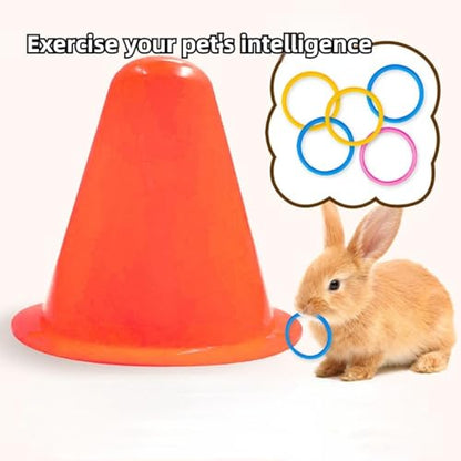 Rabbit Training Rings Toy Interactive Educational Stacking Rings 5 Random Colors Puzzle Toys for Small Animal Bird Kitten Ferret Guinea Pig Squirrel (Red) - color: Red