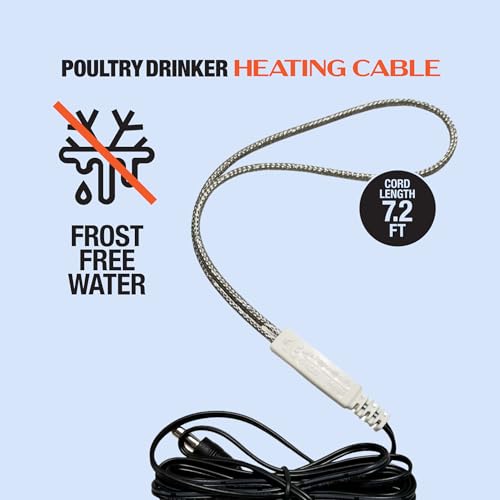 Hatching Time DHC-12W 16" Drinker Heater Cable – 12W Low-Voltage 12V Poultry Water Heater Cable, Stainless Steel Coated, Freeze-Proof for Chicken, Quail & Pigeon Drinkers