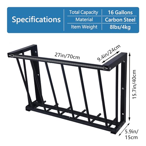 2Pcs Wall Mount Hay Rack, 27'' Long Livestock Hay Feeder with 16 Gallon Capacity, Carbon Steel Hay Feeder for Sheep, Goats, Horses, Indoor Outdoor Uses - size: 16INCH(2PCS)