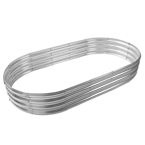 TBMLC Oval Galvanized Planter Box, Metal Raised Garden Bed - 0.8MM Thick- Ideal for Outdoor Gardening and Planting of Vegetables Flowers Fruits Succulent Plants and Others (Silver, 6X3X1 FT) - color: Silver, size: 6X3X1 FT
