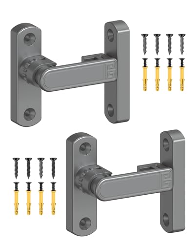 Adjustable Barn Door Locks, 90/180 Degree Sliding Door Latch, Protect Home Security Gate Latch for Bedroom, Barn, Cabinet, Garden, Fence (Grey-2 Pcs) - color: Grey-2 Pcs