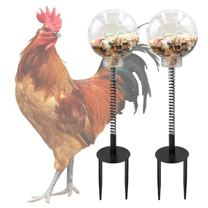 Oooct 2 Pack Chicken Pecking Toys with Swing Feeder, Coop Slow Feeder Toy for Chickens, Chicks, Ducks, Hens, Parrots & Poultry Enrichment - size: 2 Pack