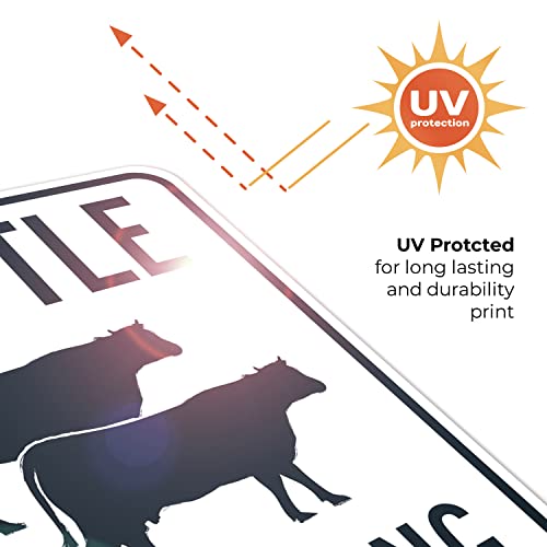Cattle Crossing with Graphic Sign, 18x24 Inches, Rust Free .063 Aluminum, Fade Resistant, Made in USA - size: 18x24