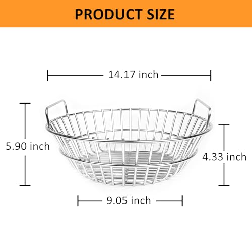 Charcoal Basket Compatible with Big Green Egg Large and Kamado Joe Classic - 304 Stainless Steel Ash Basket Grate Replacement for Kamado Grill