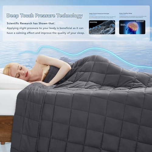 Topcee Weighted Blanket for Adults (12 lbs, 60" x 80") Queen Size Soft Cooling Heavy Blanket Sleeping, Apply to 110-130 lbs Body, Thick Breathable Blanket with Glass Bead, Easy Care - color: 00-dark Grey, size: 60"×80"-12lbs