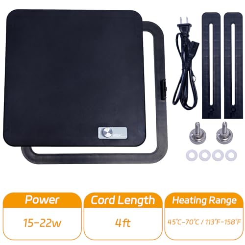 UL/ETL Certified Chick Brooder Heater Plate, 10" x 10" Adjustable Height & Temperature (113°F-158°F) Poultry Heating Plate, Safe & Energy-Efficient Heat Lamp Alternative for Up to 20 Chicks