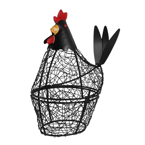 PRETYZOOM Creative Egg Basket Shaped Organizer Wire Collection Storage Style for Carrier Rustic Organization Auto Dozen Baskets Organizing Eggs Kitchen Home Egg Basket Black Wrought Iron - color: Black