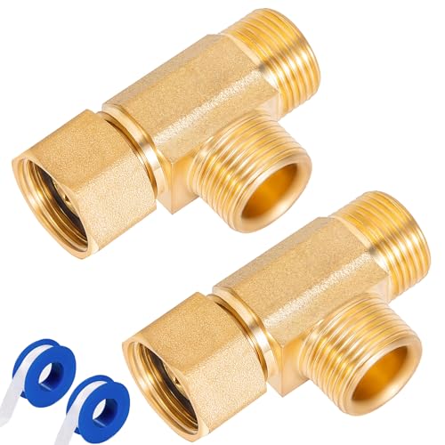 Lead-Free Brass Angle Stop Add-A-Tee Valve,3/8-Inch Compression Inlet X 3/8-Inch Com Outlet X 3/8-Inch Compression Outlet 2 Pack - size: 3/8x 3/8x 3/8 2 Pack Brass