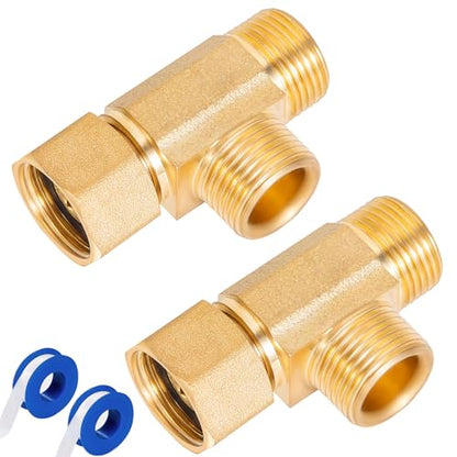Lead-Free Brass Angle Stop Add-A-Tee Valve,3/8-Inch Compression Inlet X 3/8-Inch Com Outlet X 3/8-Inch Compression Outlet 2 Pack - size: 3/8x 3/8x 3/8 2 Pack Brass
