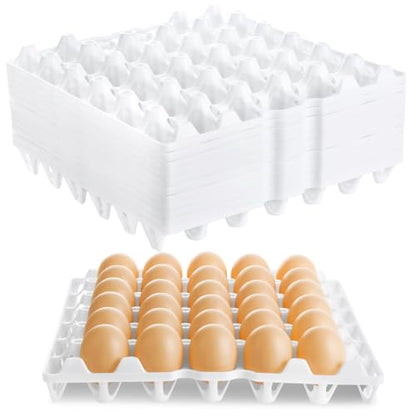 12 Pack Plastic Egg Tray Egg Crates, Stackable Egg Cartons Flats Each Holds 30 Eggs, Bulk Egg Trays for Home Chicken Farmers to Packing, Storage, Shipping Eggs - White
