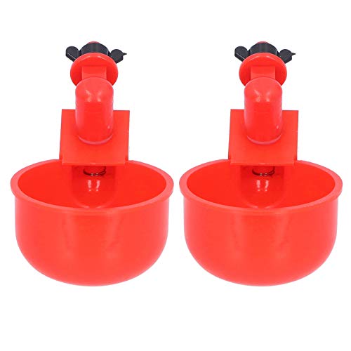 Zerodis Poultry Breeding Supplies Water Cup Red Plastic Drinking Bowl with Leak Proof Design for Poultry Bird 2pcs Automatic Chicken