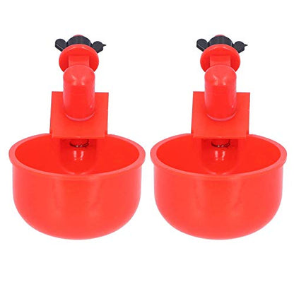 Zerodis Poultry Breeding Supplies Water Cup Red Plastic Drinking Bowl with Leak Proof Design for Poultry Bird 2pcs Automatic Chicken