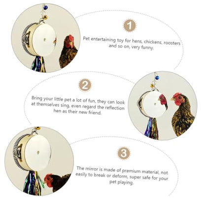 ORFOFE Double-Sided Stainless Steel Chicken Mirror Toy Fun Hen Rooster Plaything for Coop Activities Boredom Relief and Self-Entertainment