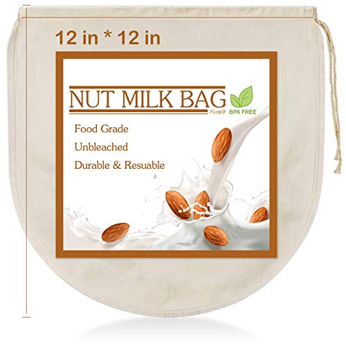 6 PCS 12"x12" Nut Milk Bags - 100% Unbleached Cotton Cheesecloth, Reusable Food Strainer Colander For Straining Almond/Oat Milk, Celery Juice, Cold Brew Coffee, Yogurt and Cheese Making - color: 6 pack