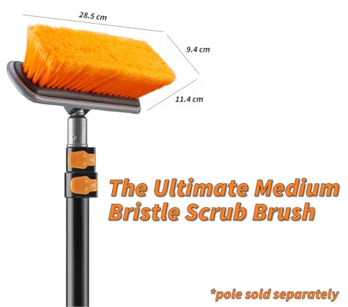 Medium Bristle Deck Scrub Brush - Composite Deck Brush Head & Vinyl Siding Brush // Boat Scrub Brush, Roof Brush for Extension Pole // Exterior, Patio & Deck Cleaning Brush (Pole Sold Separately)