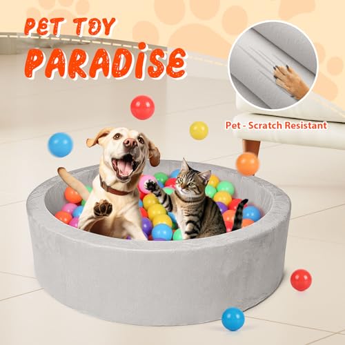 Dog Beds, 27 Inch Round Foam Pet Beds，Suitable for Small Dog & Cat to Sleep in and Play in The Ball Pit，Gray - Ideal for Puppies and Kittens（Balls NOT Included）... - color: Grey