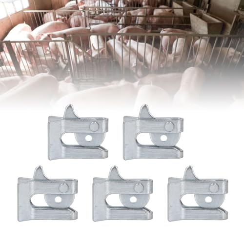 5 Sets Pig Fence Gate Latch,Heavy Duty Galvanized Steel Plate Farm Gate Door Buckle Secure Locking Mechanism for Farrowing Bed Pig Enclosure (Wall Thickness 3.5mm)
