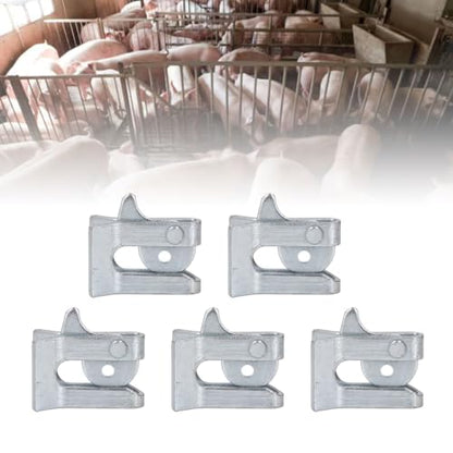 5 Sets Pig Fence Gate Latch,Heavy Duty Galvanized Steel Plate Farm Gate Door Buckle Secure Locking Mechanism for Farrowing Bed Pig Enclosure (Wall Thickness 3.5mm)