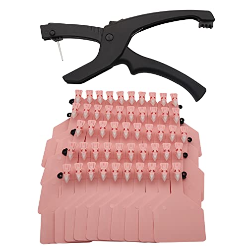 TPU Blank Z Tags Cattle Ear Tags with Applicator, Pink, 50 pcs, Large Size | One-Piece Design, Plastic Animal Identification Tags, For Cattle Sheep Goat Pig - color: Pink