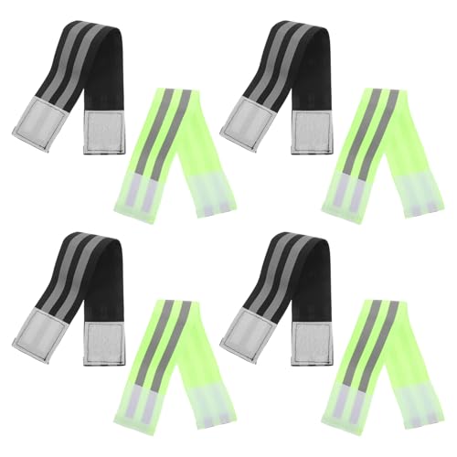 SOLUSTRE 8pcs Reflective Bike Pant Leg Straps Elastic Ankle Bands Safety Fixation Straps for Cycling Night Running High Visibility Outdoor Sports Gear