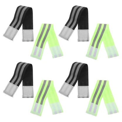 SOLUSTRE 8pcs Reflective Bike Pant Leg Straps Elastic Ankle Bands Safety Fixation Straps for Cycling Night Running High Visibility Outdoor Sports Gear
