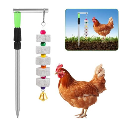 Kalekey Chicken Chewing Toy, Adjustable Chicken Toys for Coop with Volcanic Stone, Multi-Functional Chicken Coop Accessory for Chickens, Birds, Rodents & Small Pets - color: 1 Pack