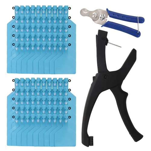 100Pcs Z Tags One-Piece Cattle Ear Tags TPU Blank Livestock Animal Identification with Professional Animal Ear tag applicator for Cattle,Sheep Goat, Pig (Blue, 100PCS - Blank) - color: Blue, size: 100PCS - Blank
