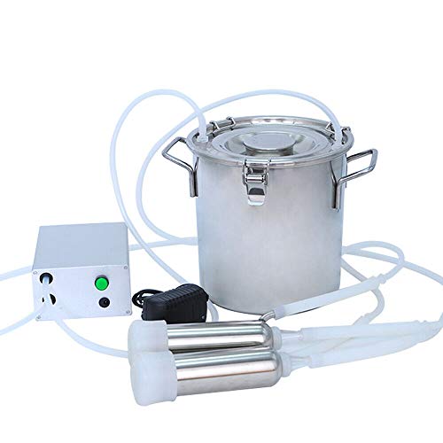 Milking Machine Portable Electric Milker Vacuum Pulsation Milking Machine with 2 Teat Cups 7L Stainless Steel Milk Container Food Grade Hose Charge/Plug in (for Cow) - color: For Cow