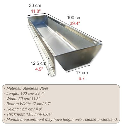 Heavy Duty Large Capacity Water Trough for Ostriches, Thickened Customizable Feed Trough for Zoo, Rustproof Stainless Steel Pig Feeder(L100cm/3.3ft) - size: L100cm/3.3ft