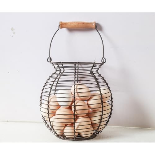 9.5 inch Farmhouse Wire Egg Baskets for Gathering Fresh Egg, Large Size,holds 3 dozen eggs - size: 9.5*9.5 inch