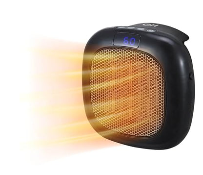 Good Housekeeping Wall-Mount Indoor Mini Space Heater w/ Thermostat & Remote, 750W, Black - color: Black