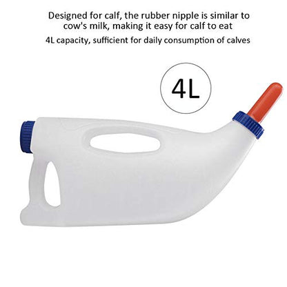 Calf Milk Bottle Horizontal Cow Nursing Bottle Farm Feeding Equipment New Born Calf Nurser with Handle & Nipple 4L