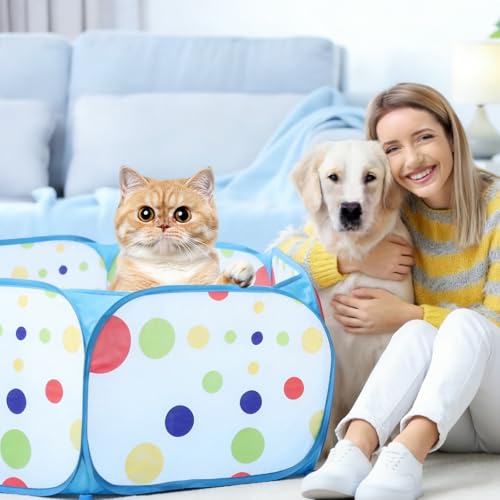 Cat Ball Pit,Pop Up Ball Pits Tent，Cat Enrichment Toys，Suitable for Indoor and Outdoor Activities (39.37inches in Diameter,No Ball Included) (Blue) - color: Blue