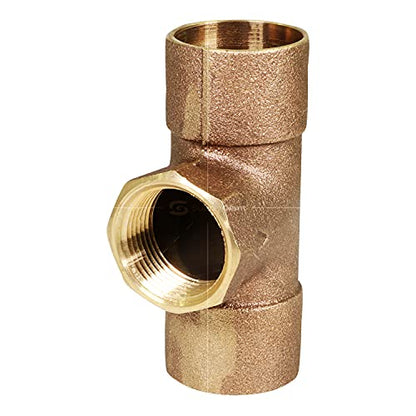 Supply Giant DDGU1141 C X C X F No Lead Cast Brass Tee Fitting with Solder Cups and Female Threaded Branch, 1-1/4" x 1-1/4" x 1 - size: 1-1/4" x 1-1/4" x 1"