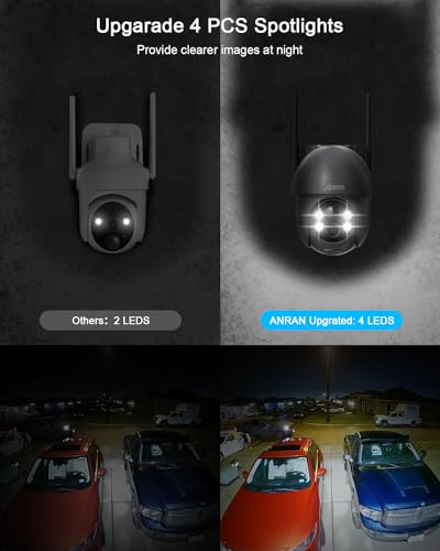 ANRAN Security Camera Wireless Outdoor with 360° View, 2K Solar Outdoor Camera with Smart Siren, Spotlights, Color Night Vision, PIR Human Detection, Pan Tilt Control, 2-Way Talk, IP65, Q1 Grey - color: Gray