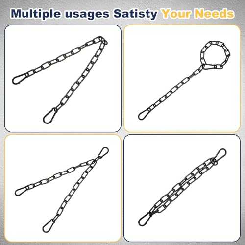 PATIKIL Gate Chain Lock, 18 in x 3mm Chain Dia Alloy Steel Hanging Chain Lock with 2 Open Clasps for Stall Barn Fence Gate Hammock Swing Punching Bags Sandbag Yoga Gym, Black - size: 18inch x 3mm