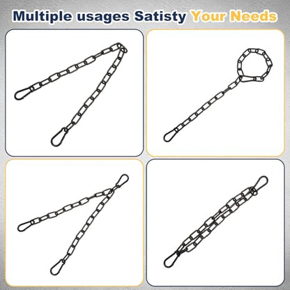PATIKIL Gate Chain Lock, 18 in x 3mm Chain Dia Alloy Steel Hanging Chain Lock with 2 Open Clasps for Stall Barn Fence Gate Hammock Swing Punching Bags Sandbag Yoga Gym, Black - size: 18inch x 3mm