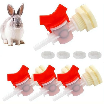 5 Pack Rabbit Watering System Bucket Connector Kit with 1/2 Inch Bulkhead Fitting, 5/16 Inch Barb Ball Valve and Mesh Filter for Automatic Poultry Waterer, Rain Barrel Kit and Animal Water Dispenser