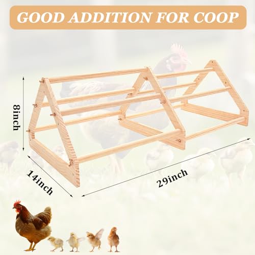 Chicken Perch, Natural Wood Chicken Roosting Perch, Hand-Polished Chick Roosting Bar, Sturdy Solid Wood Stand Fits Birds' Gripping Instinct, Durable Poultry Accessories (Large, Extra-Long Triangle) - size: Extra-long Triangle