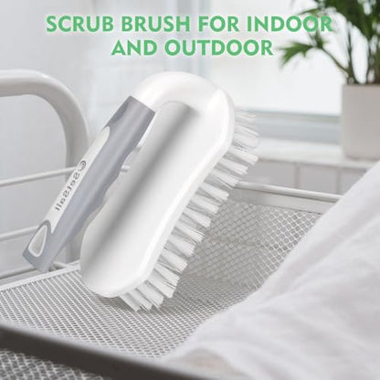 SetSail Scrub Brush, Heavy-Duty Scrub Brushes for Cleaning with Stiff Bristles Cleaning Brush for Shower, Bathroom, Carpet, Kitchen and Bathtub Scrubber - 2 Pack - color: Grey White