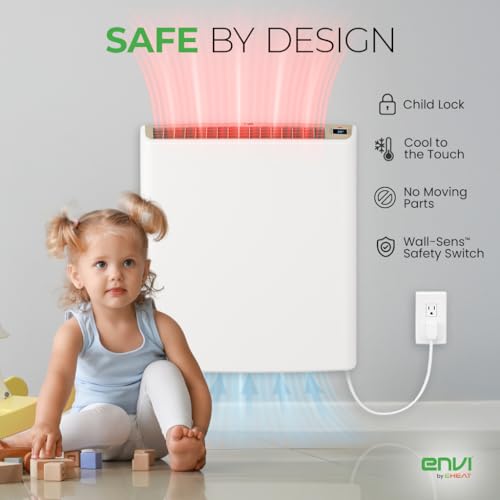 Smart Envi Wi-fi Plug-in Electric Wall Heater - Energy Efficient Smart Heaters for Indoor Use - App Controlled Electric Heater with Thermal Shut Off Switch - Compatible with Alexa & Google Home