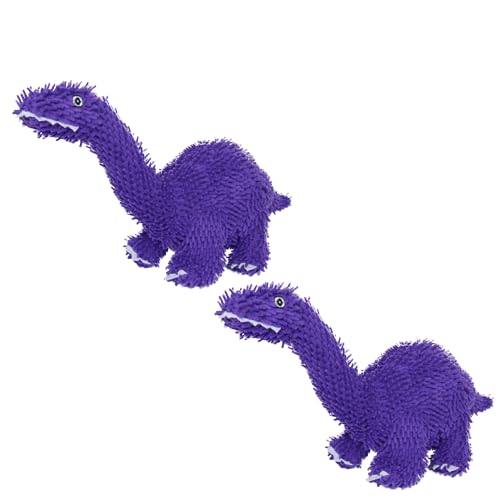 MIGHTY® 2 Pack Microfiber Medium Brachiosaurus Dog Toys | Ultra Durable Plush Toy with Multiple Layers & Reinforced Seams , Washable and Floats , Mighty® Construction - color: 2PK Purple Brachiosaurus