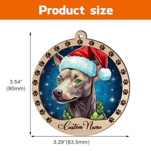 Personalized American Hairless Terrier Ornament, American Hairless Terrier Christmas Ornament, Custom Name American Hairless Terrier Dog Suncatcher for Christmas Tree - color: American Hairless Terrier