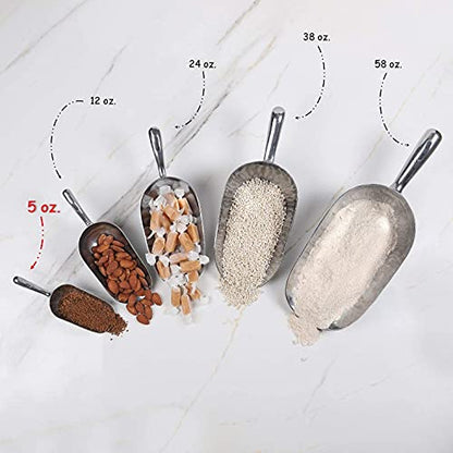 Cast Aluminum Utility Scoop, 5-Ounce - Round Bottom, Small ice scoop For Multi-Purpose Use, With Finger Groove Handle (Hand Wash Only) 5 oz. - size: 5 oz
