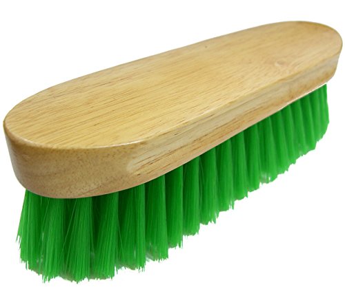 Intrepid International Bedford Horse Brush 9" - Nylon Bristles Brush with Wood Block for Horse Care and Horses Grooming Kit - Medium to Soft Bristles - color: Green