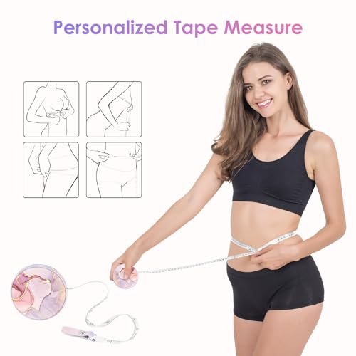 Sewing Tape Measure，Colour Printed Small Retractable Soft Measuring Tape for Tailor Cloth Fabric Body Measurements. - color: Pink Marble