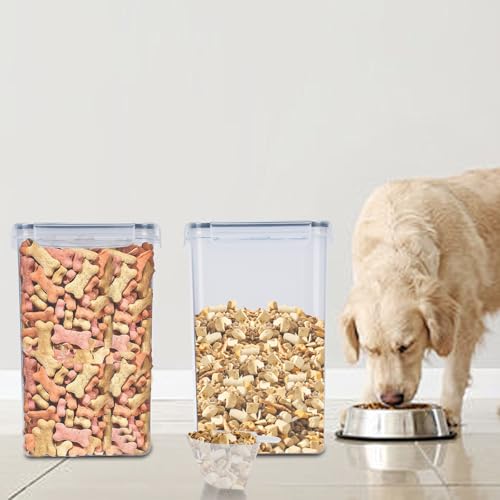 Geyecete 2 PC [6.5L / 220 Oz] large food storage containers Extra Large dog Food Storage Containers with Airtight Lids Can hold 13-15 pounds of dog food