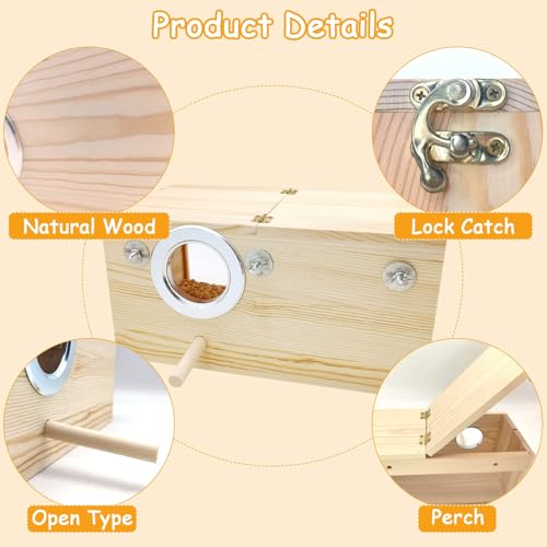 PINVNBY Large Natural Wood Parakeet Nesting Box Budgie Breeding Box Acrylic Bird Nest for Cage Transparent Panoramic for Birds, Parrots, Cockatiels, Lovebirds, Canaries (L: 11.8 x 5.7 x 5.9 inch) - size: L: 11.8 x 5.7 x 5.9 inch